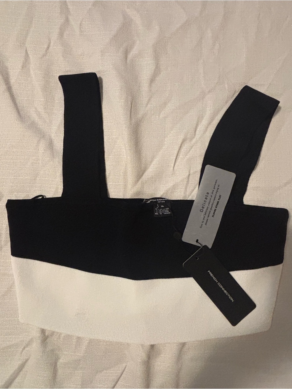 French Connection Black and White Colorblock Cropped Tank